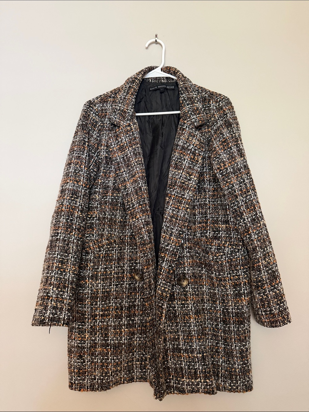 TALULAH Black and Brown Tweed Pea Coat